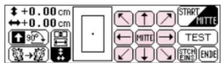 +0.00 cm ↔+0.00 cm 90° START MITTE ← MITTE → ✓ ↓ STCH EINS ENDE