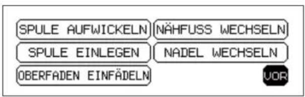 SPULE AUFWICKELN NÄHFUSS WECHSELN SPULE EINLEGEN NADEL WECHSELN OBERFADEN EINFÄDELN VOR