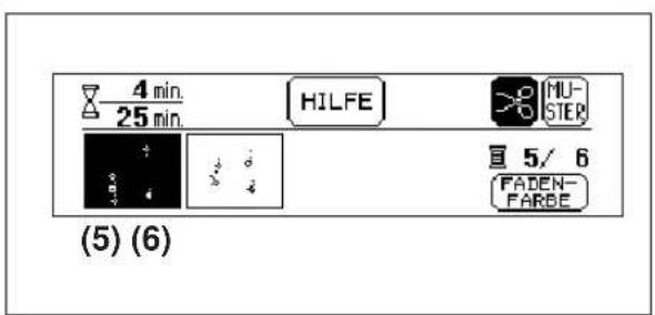 4 min. 25 min. HILFE MU- STER 5/6 FADEN- FARBE (5) (6)