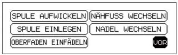 SPULE AUFWICKELN NÄHFUSS WECHSELN SPULE EINLEGEN NADEL WECHSELN OBERFADEN EINFÄDELN VOR