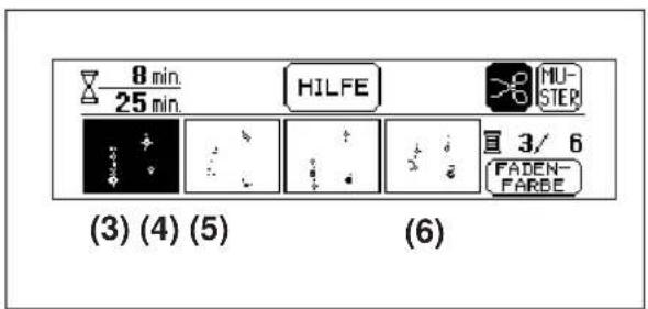 8 min 25 min HILFE MU- STER 3/ 6 FADEN- FARBE (3) (4) (5) (6)
