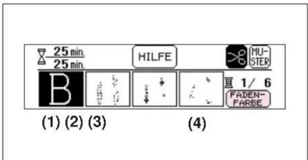 25 min. 25 min. HILFE MU- STER B 1/6 FADEN- FARBE (1) (2) (3) (4)