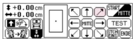 +0.00 cm ←+0.00 cm 90° START MITTE ← MITTE → ✓ ↓ STCH EINS ENDE