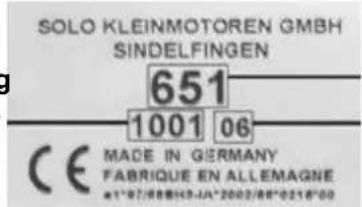 SOLO 651H - Symbole am Gerät und Typenschild - 9