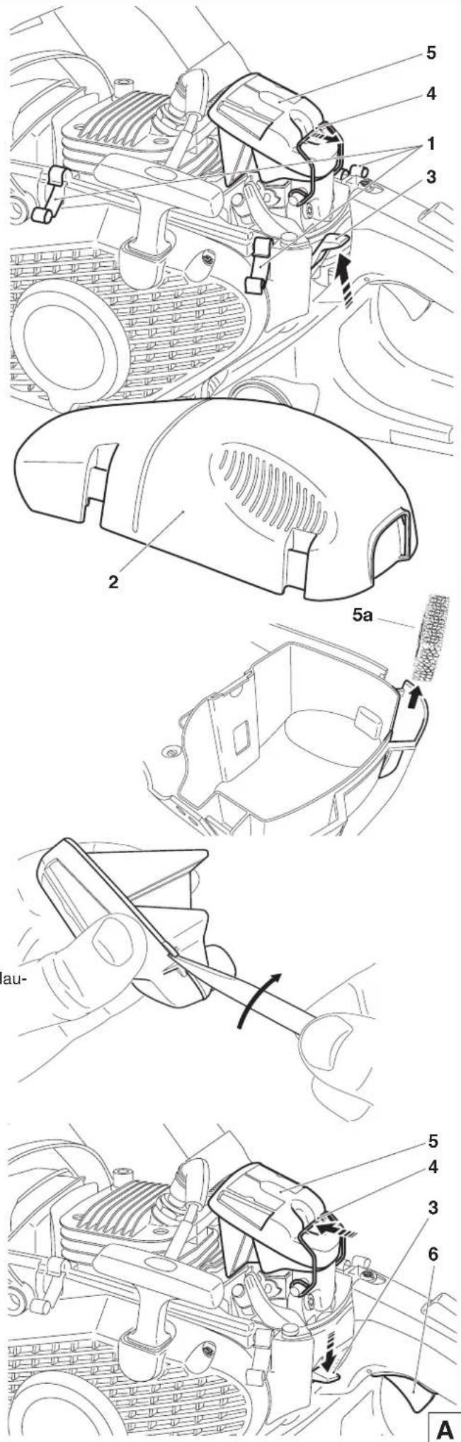 DOLMAR PS-460 - ACHTUNG: Beschädigten Luftfilter sofort erneuern! Abgerissene Gewebestücke und grobe Schmutzpartikel können den Motor zerstören. - 1