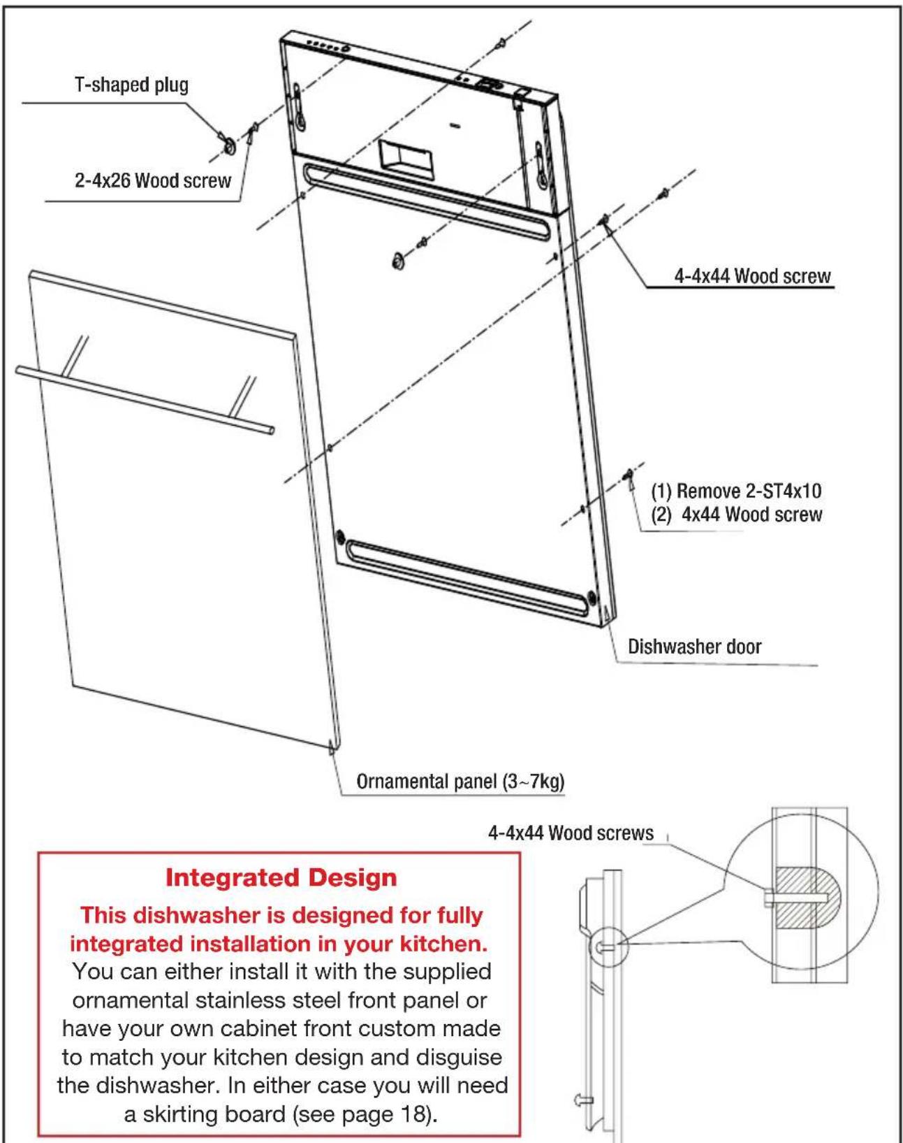 Stirling W60B2A411B - Affixing the ornamental front panel - 1