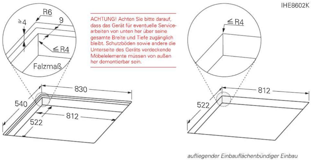 Jaksch IHE8600K - AUSSCHNITT- UND GERÄTEMAße IHE8600K - 1