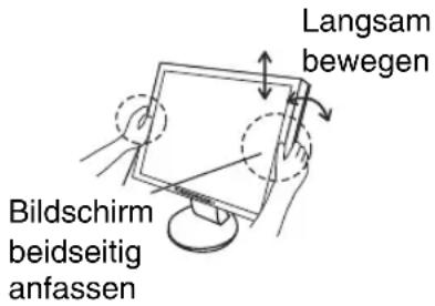Langsam bewegen Bildschirm beidseitig anfassen