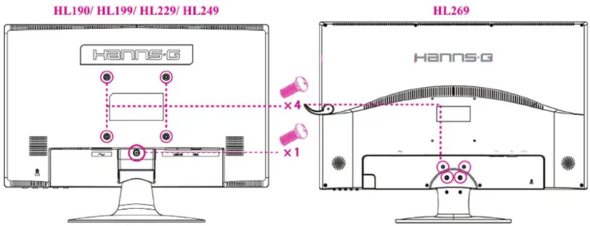 Hanns.G HL190APB - STÄNDER ABNEHMEN: - 1