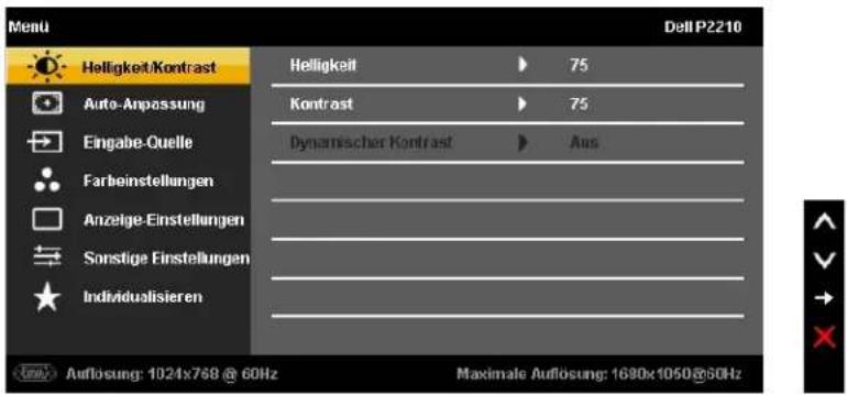 DELL P2210 - Zugriff aufs Menüsystem - 1