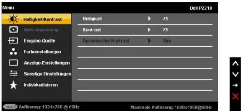 DELL P2210 - Zugriff aufs Menüsystem - 2