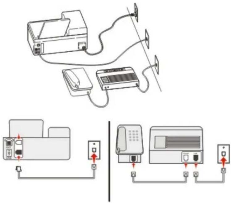 KONICA MINOLTA Bizhub 3320 - An unterschiedliche Telefonbuchsen angeschlossen - 1