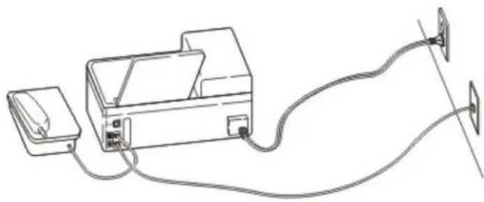 KONICA MINOLTA Bizhub 3320 - Einrichtung 2: Der Drucker ist an eine Telefonbuchse angeschlossen, und das Kabelmodem ist an anderer Stelle im Telefonsystem installiert - 1