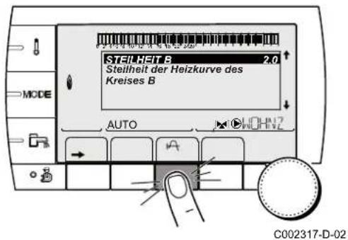 STEILHEIT B Steilheit der Heizkurve des Kreises B AUTO C002317-D-02