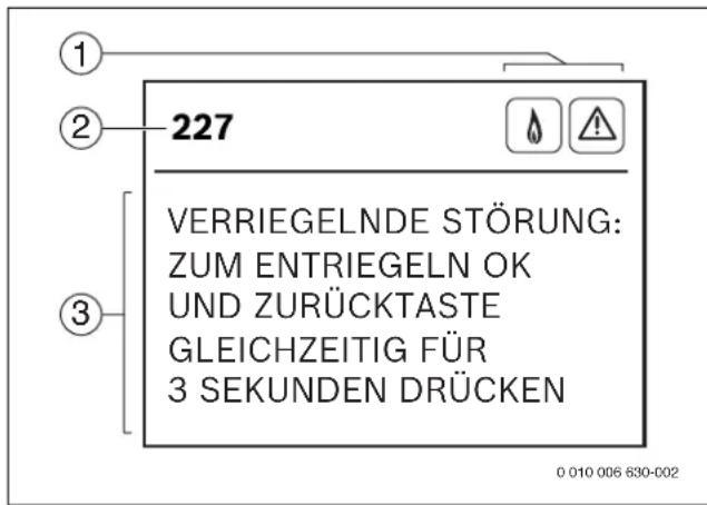 1 2 227 VERRIEGELNDE STÖRUNG: ZUM ENTRIEGELN OK UND ZURÜCKTASTE GLEICHZEITIG FÜR 3 SEKUNDEN DRÜCKEN 0 010 006 630-002