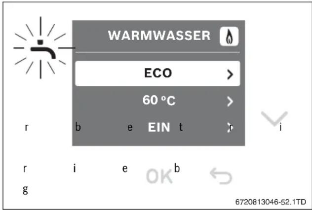 Junkers Cerapur 9000iW - Warmwassertemperaturmenü - 1