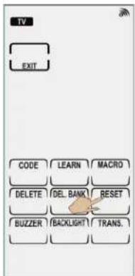 TV EXIT CODE LEARN MACRO DELETE DEL BANK RESET BUZZER BACKLIGHT TRANS.