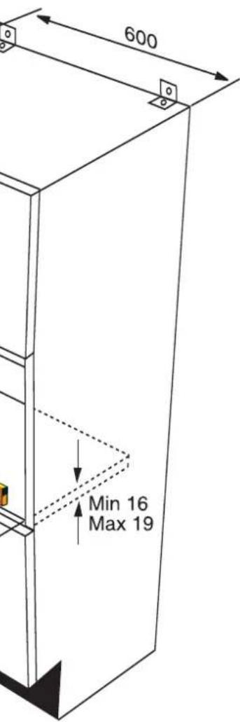 Juno Electrolux JSL45012 - Maße für das Anbringen einer Holztür - 2