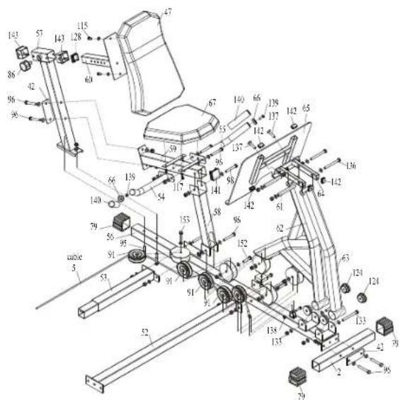 Technical diagram of a mechanical assembly with numbered components and labeled parts