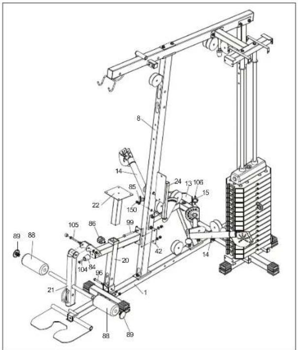 Technical diagram of a mechanical lifting device with numbered components and labeled parts