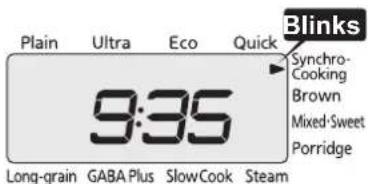 Tiger JKT-S10S - Press the [†or []▶ key to select the "Synchro-Cooking" menu. - 2