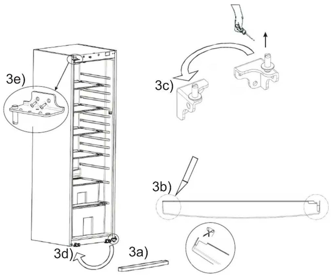 3e) 3c) 3b) 3d) 3a)