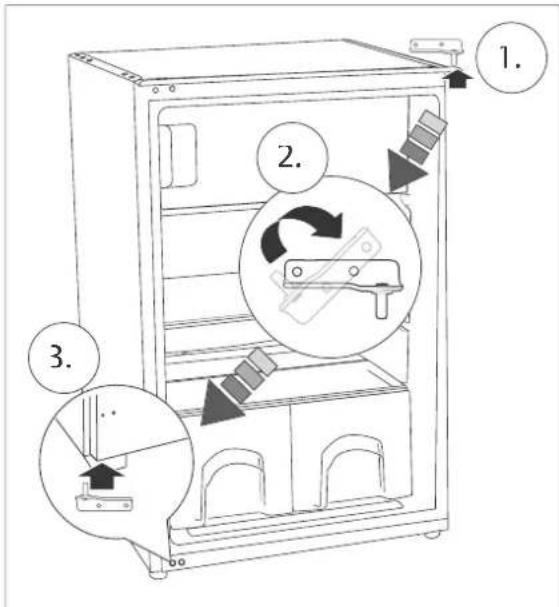 Hanseatic HEKS 8854GA1 - Changing the hinges on the refrigerator door - 3