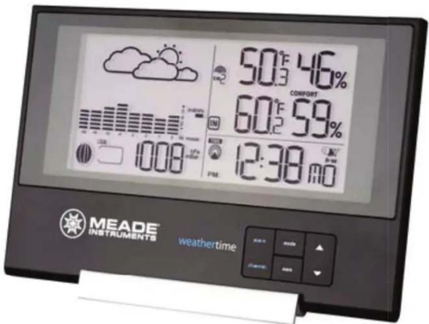 MEADE TE636W - TE636W Slim Weather Forecaster with Indoor/ Outdoor Temperature and Humidity - 1