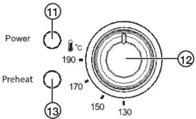 11 Power 190 Preheat 170 13 150 130 12