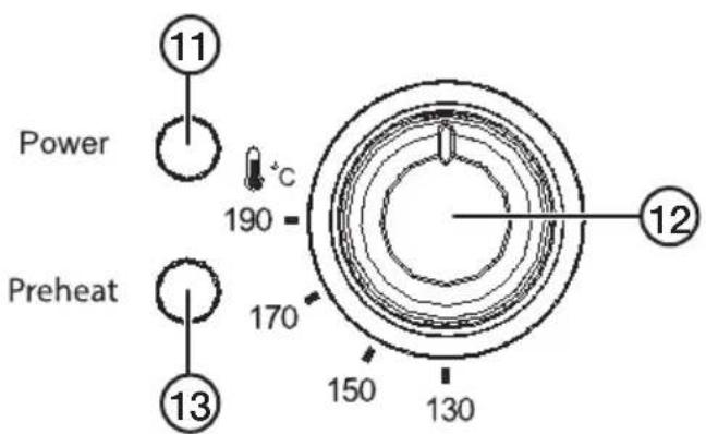 11 Power 190 Preheat 13 170 150 130 12