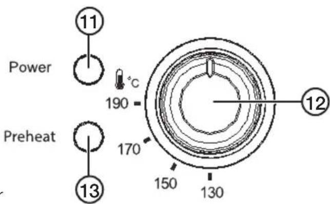 Power 190 Preheat 170 13 150 130 12