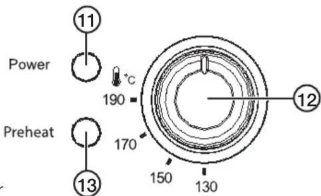 11 Power 190 Preheat 13 170 150 130 12