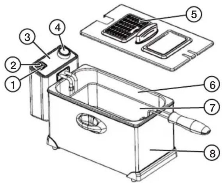 Technical diagram of a cleaning or cleaning device with numbered components for identification