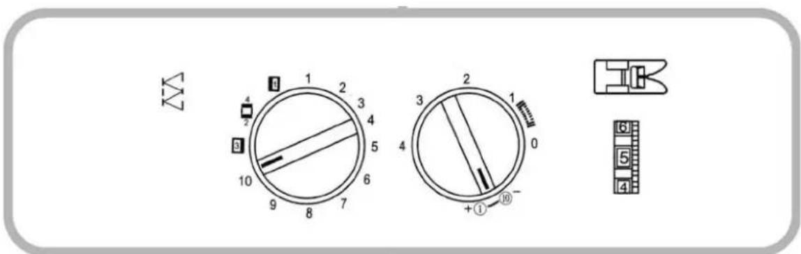 Technical diagram showing two circular gauges with numbered labels and a separate schematic symbol.