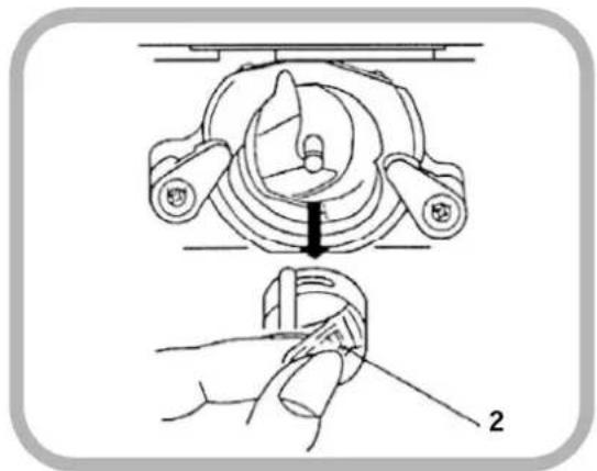 Technical diagram showing mechanical assembly steps with labeled component '2'
