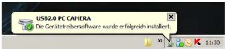USB2.0 PC CAMERA Die Gerätretreibersoftware wurde erfolgreich installiert.