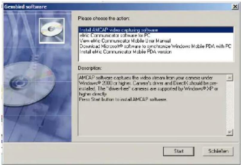 Gembird CAM90U - b) Software-Installation - 1