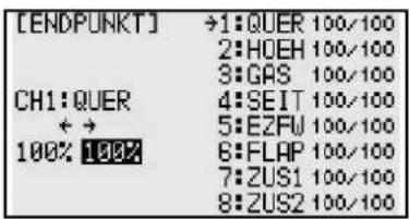 FUTABA T10CG-2.4GHz - ENDPUNKT (SERVOWEG-EINSTELLUNG) - 2