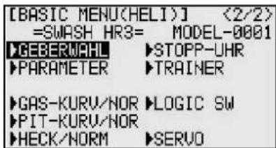 FUTABA T10CHG - HELI Basic Menü - 3
