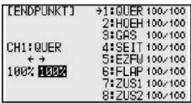FUTABA T10CHG - ENDPUNKT (SERVOWEG-EINSTELLUNG) - 2