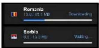 Romania 13.0: 45.1 MB Downloading Serbia 0.0:13.0 MB Waiting...