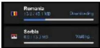 Romania 13.0 / 42.1 MB Downloading Serbia 6.0 / 13.0 MB Waiting...