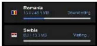 Romania 13.0 / 45.1 MB Downloading Serbia 6.0 / 13.3 MB Waiting.