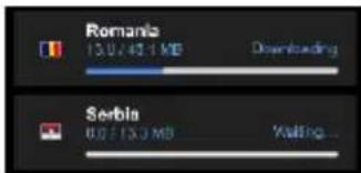 Romania 13.0 / 42.1 MB Downloading Serbia 6.0 / 13.0 MB Waiting...