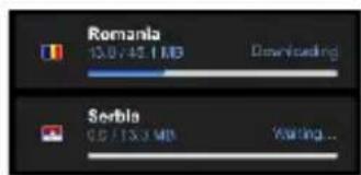 Romania 13.0 / 45.1 MB Downloading Serbia 05 / 13.3 MB Waiting...