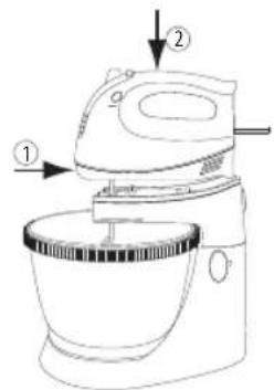 Home Electric HMS6002W - Attaching hand mixer to mixer mount - 1
