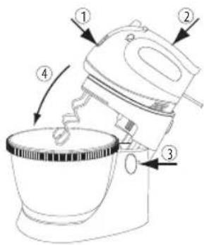 Home Electric HMS5001W Genius - Attaching hand mixer to mixer mount - 2