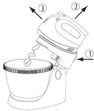 Home Electric HMS5001W Genius - Removing hand mixer from mixer mount - 2
