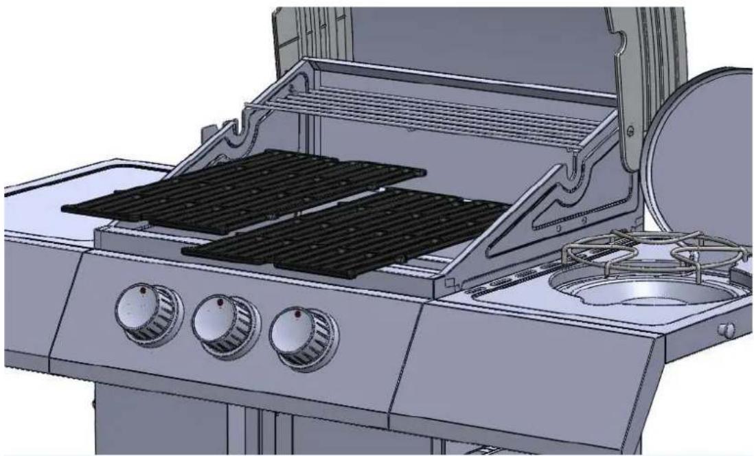 Napoleon SE 325 - Installation des grilles de cuisson et de la grille de réchaud - 1