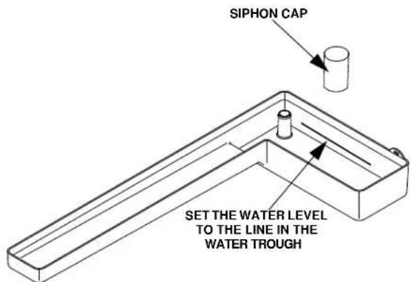 SIPHON CAP SET THE WATER LEVEL TO THE LINE IN THE WATER TROUGH